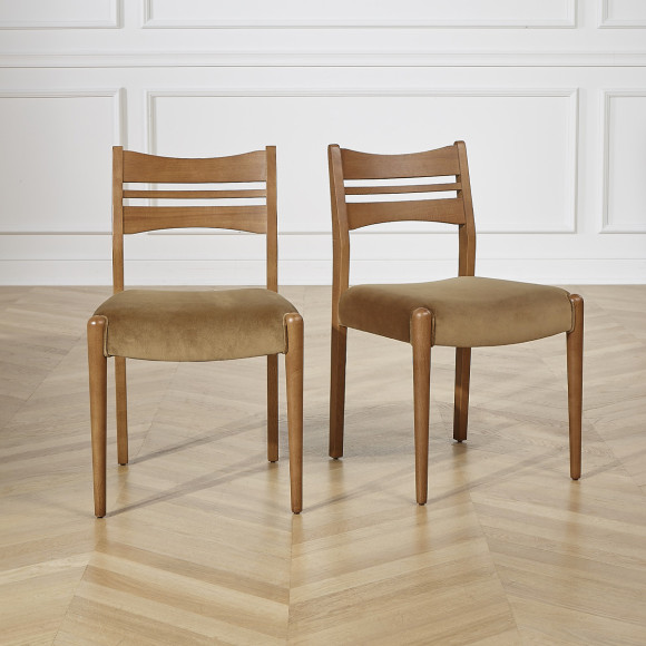 LIAM - Sedie da sala da pranzo in stile scandinavo in legno massello, set di 2, legno certificato FSC®