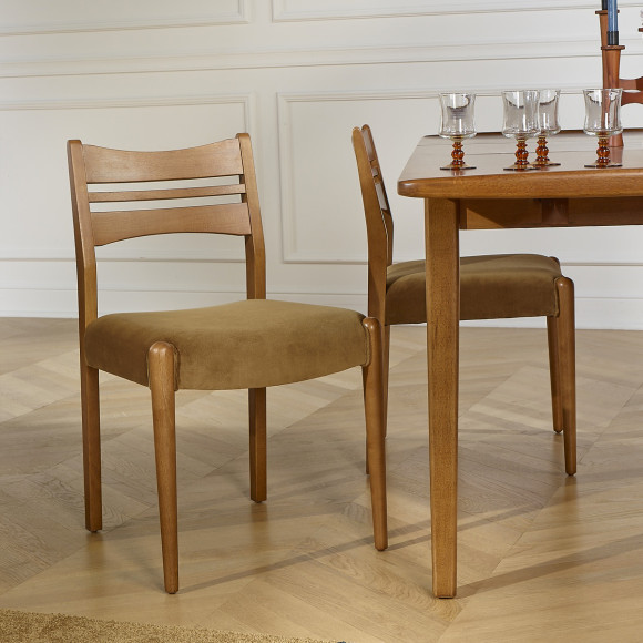LIAM – Lot de 2 chaises salle à manger style scandinave en bois massif, bois certifié FSC®