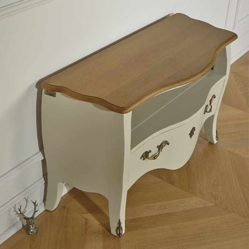 AQUITAINE – TV-Möbel 100 cm aus massivem Holz im Shabby-Chic-Stil, 1 Schublade, 1 Fach, FSC®-zertifiziertes Holz