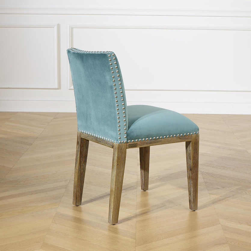 Lot de 2 chaises KENZA -  Style industriel en velours de coton et bois massif