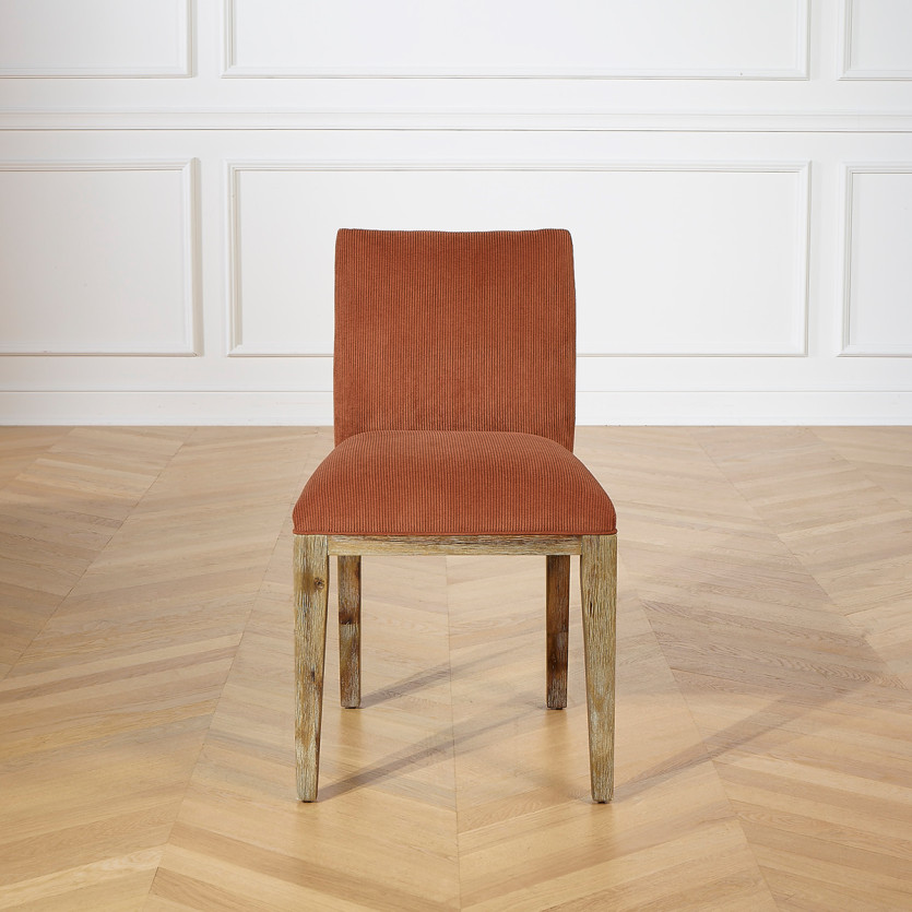 LOLA - Industrial style chairs in solid wood and corduroy, set of 2