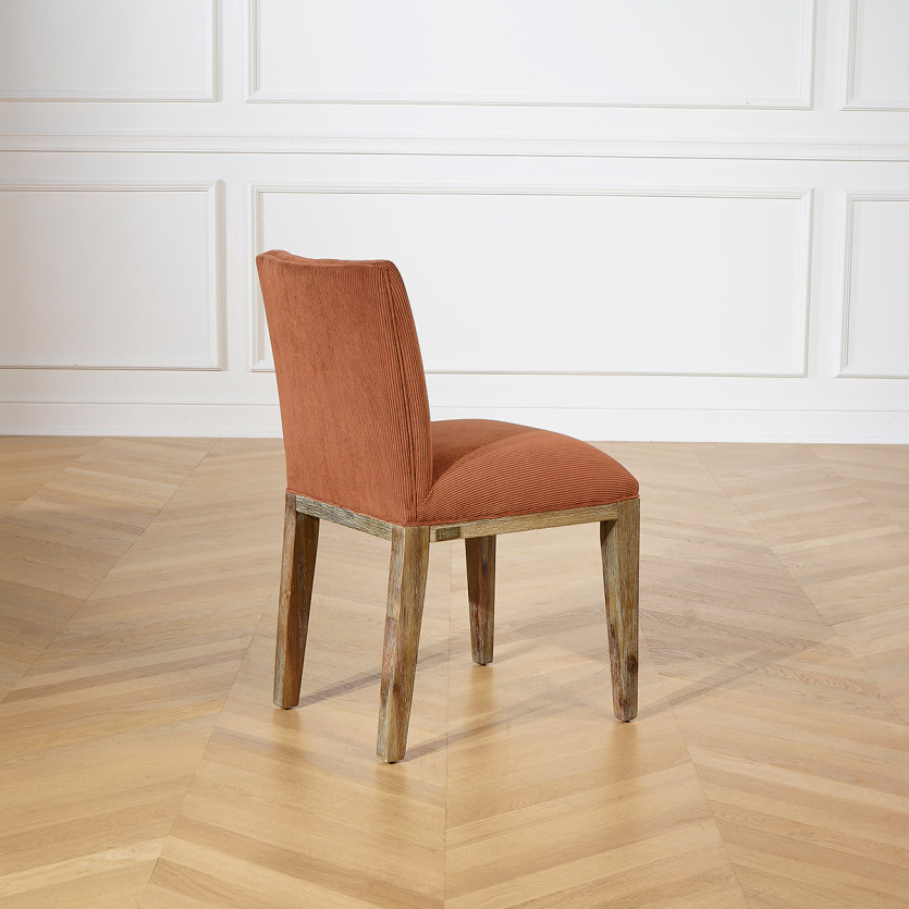 LOLA - Sillas de estilo industrial de madera maciza y pana, conjunto de 2