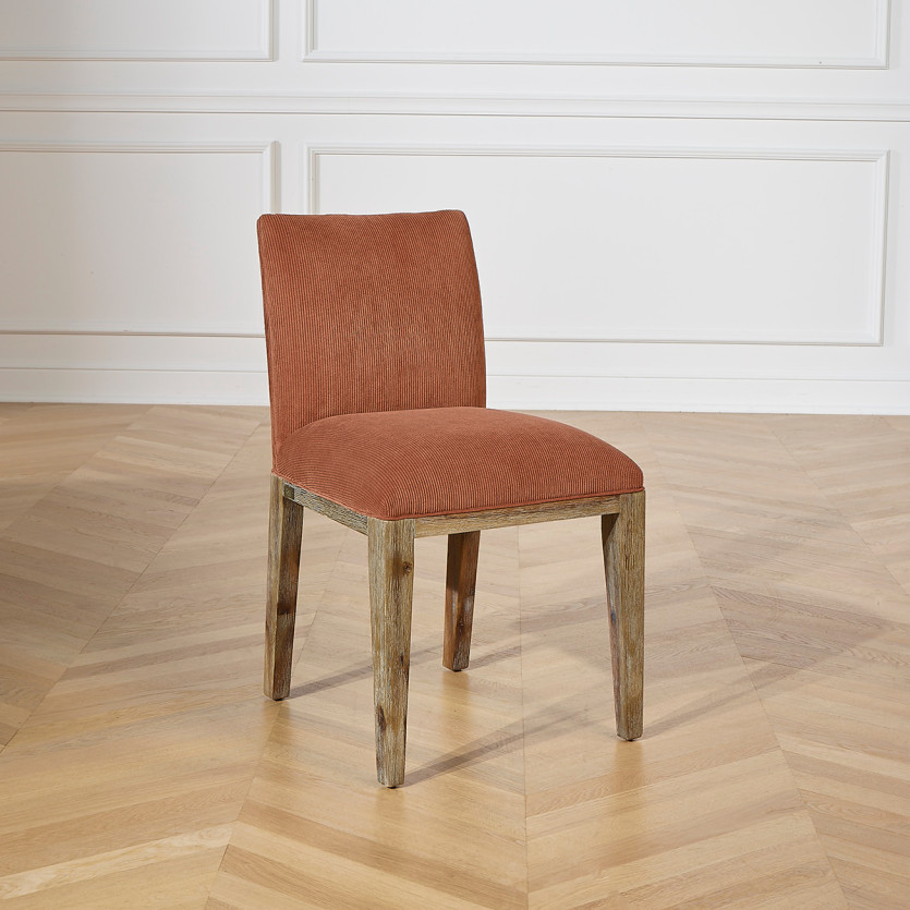 LOLA - Sillas de estilo industrial de madera maciza y pana, conjunto de 2