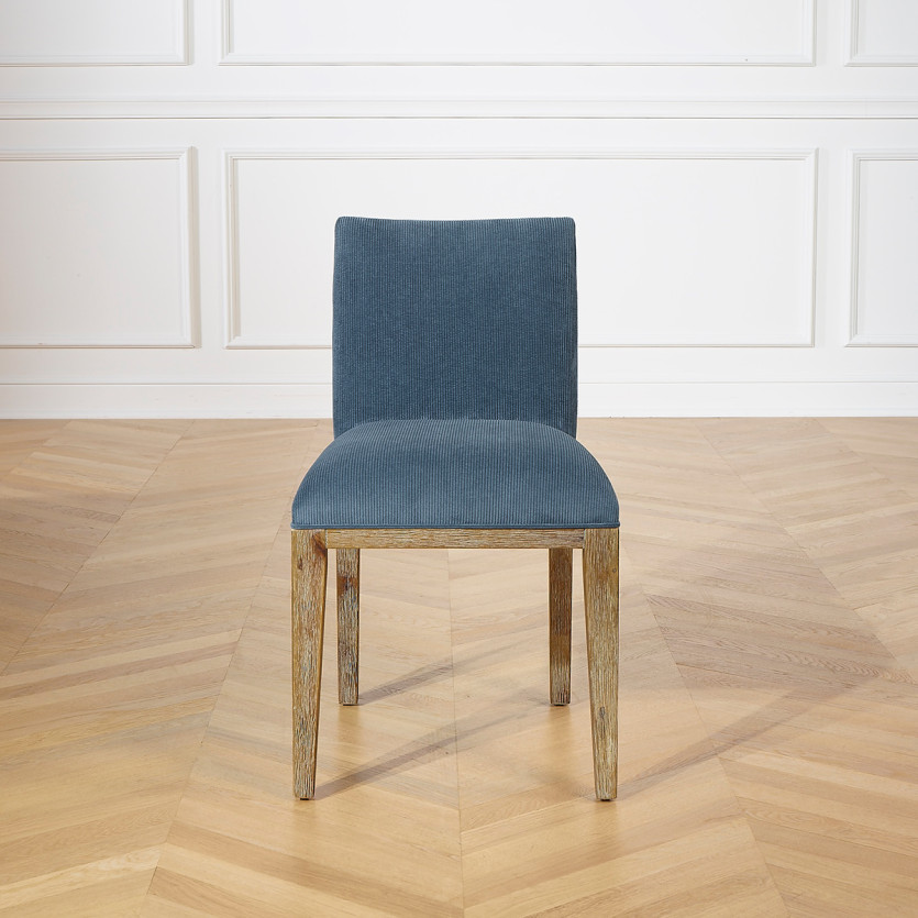 LOLA - Sillas de estilo industrial de madera maciza y pana, conjunto de 2