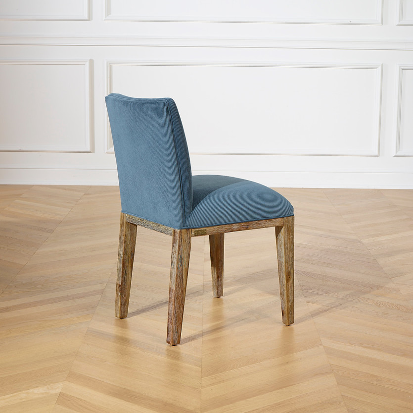 LOLA - Industrial style chairs in solid wood and corduroy, set of 2