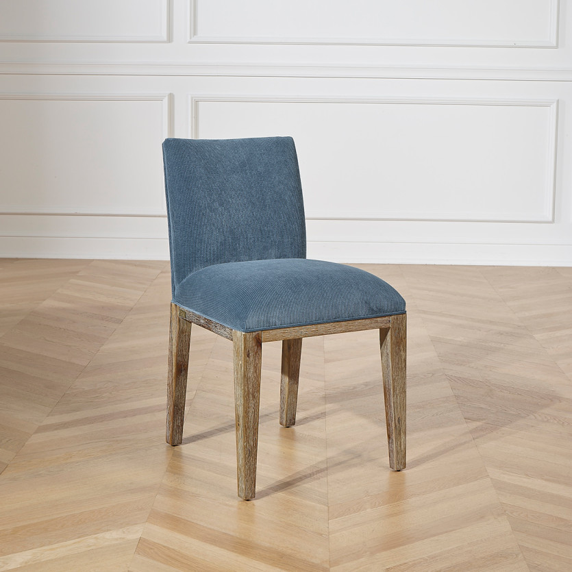 LOLA - Sillas de estilo industrial de madera maciza y pana, conjunto de 2