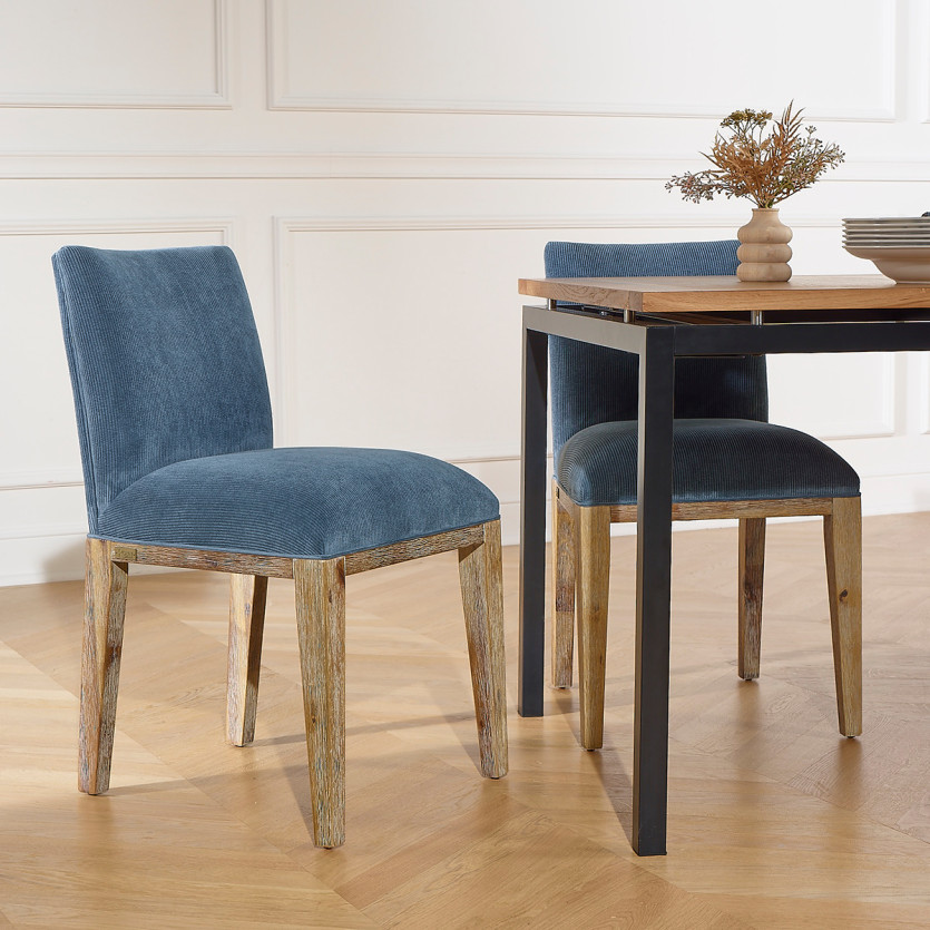 LOLA - Industrielle Stühle aus Massivholz und Cord, 2er-Set