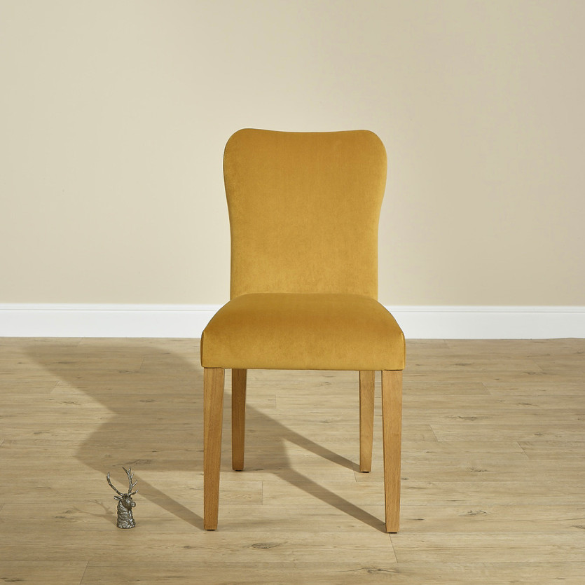 JOËL - Lot de 2 chaises contemporaines en bois massif et velours, bois certifié FSC®