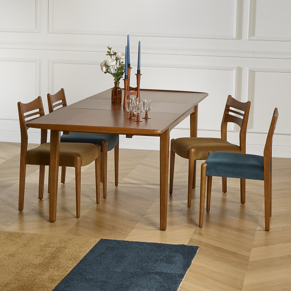 DALHIA - Mesa de jantar extensível em madeira, estilo nórdico, 6/8 lugares