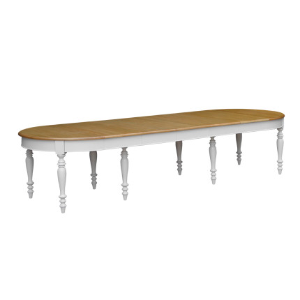 JADE – Extendable table in shabby chic style, oak top, seats 16 guests