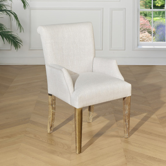 ALIX - Cadeira de mesa estilo contemporâneo em madeira maciça e tecido ignífugo, 1 lugar