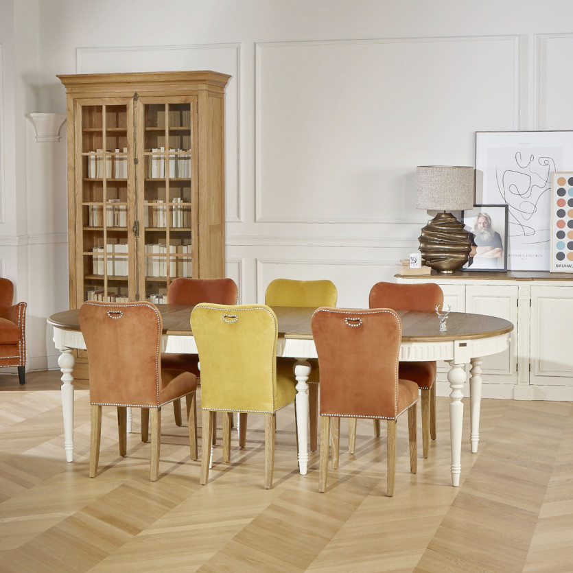 AUDE - Tavolo da pranzo allungabile stile romantico, 6/16 posti, legno massello, legno certificato FSC®