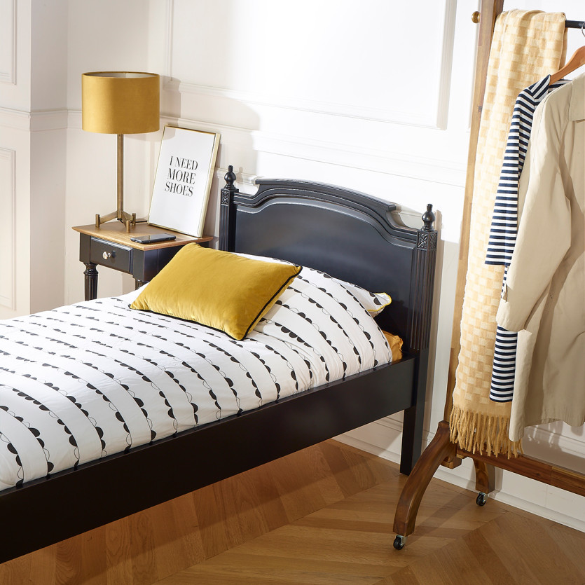 Cama individual HANNAH - Estilo shabby chic en madera pintada, 1 plaza, 90 x 190