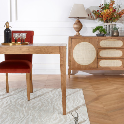MONTANA - Table à manger extensible style moderne en chêne, 10 convives