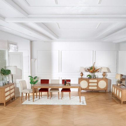 MONTANA - Table à manger extensible style moderne en chêne, 10 convives