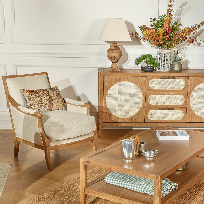 MONTANA Armchair - Contemporary style in solid oak and premium linen