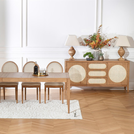 MONTANA - Table à manger extensible style moderne en chêne, 10 convives