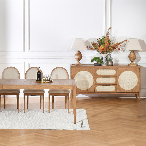 MONTANA - Table à manger extensible style moderne en chêne, 10 convives
