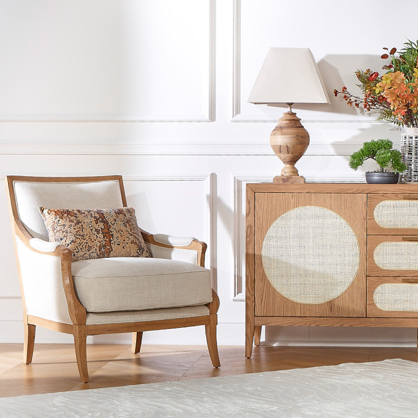 MONTANA Armchair - Contemporary style in solid oak and premium linen