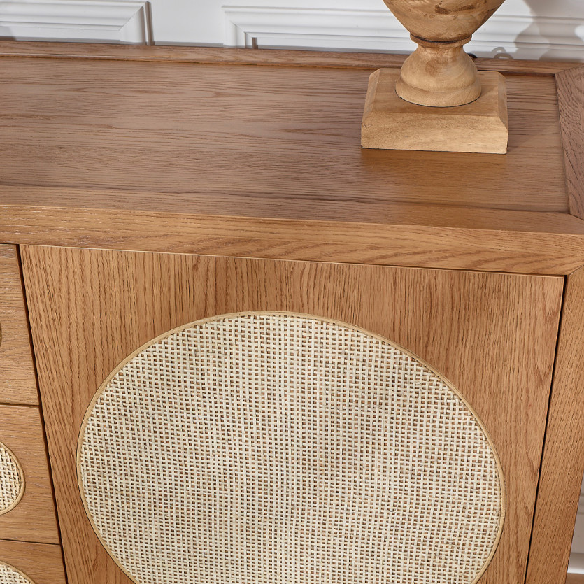 MONTANA - Aparador de roble, estilo contemporáneo, 2 puertas, 3 cajones