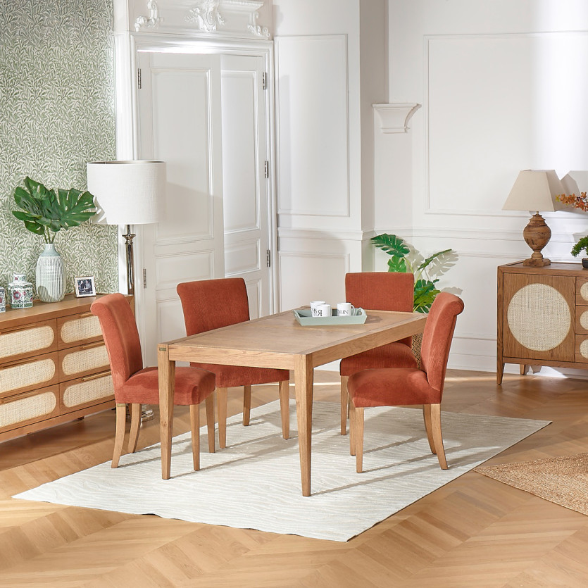 ALBA – Lot de 2 chaises modernes en hévéa massif et velours côtelé