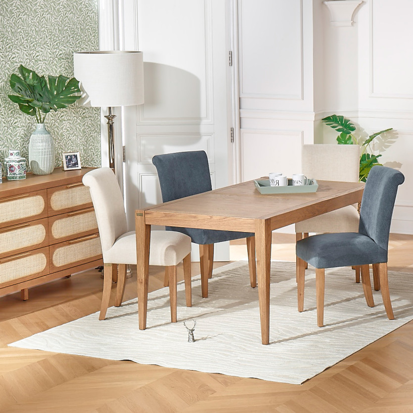 ALBA – Lot de 2 chaises modernes en hévéa massif et velours côtelé