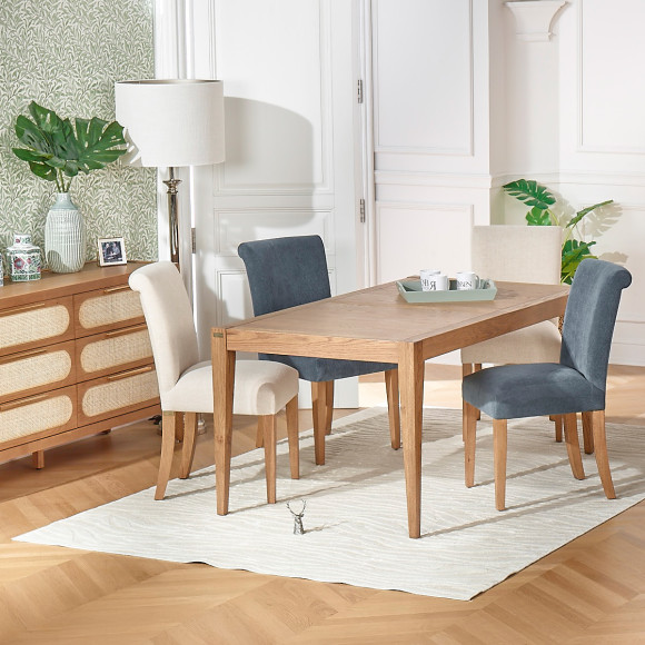 ALBA – Lot de 2 chaises modernes en hévéa massif et velours côtelé