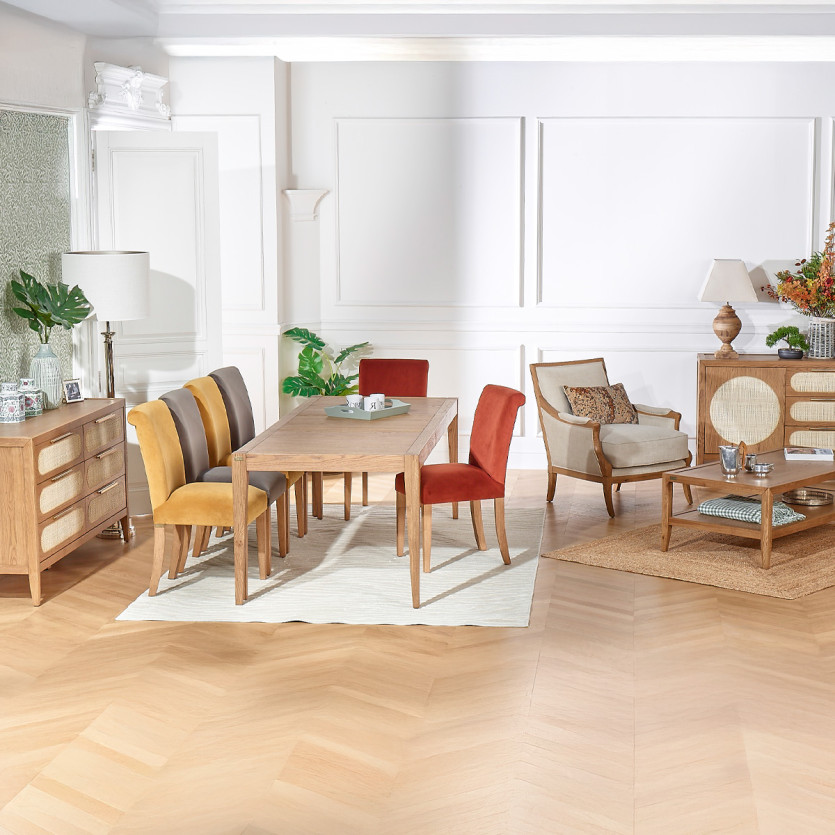 HELENA -  Lot de 2 Chaises contemporaines de salle à manger, pieds en bois massif, bois certifié FSC®