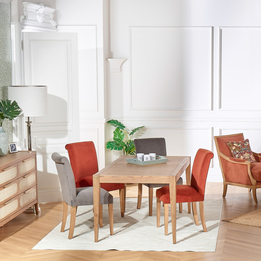 HELENA -  Lot de 2 Chaises contemporaines de salle à manger, pieds en bois massif, bois certifié FSC®