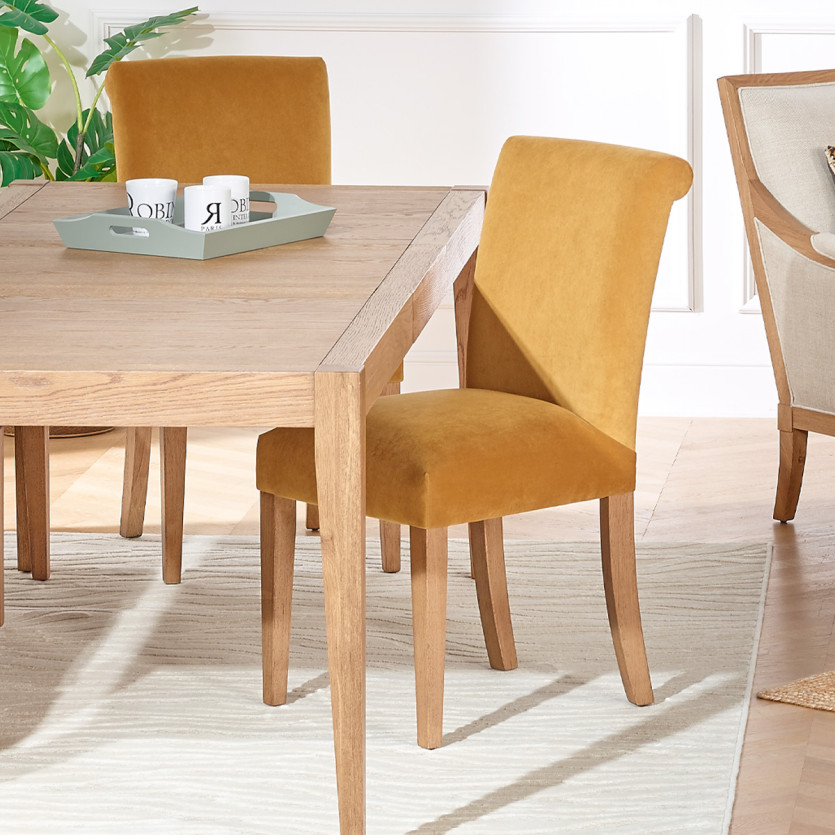 HELENA - Lot de 2 Chaises contemporaines de salle à manger, pieds en bois massif, bois certifié FSC®