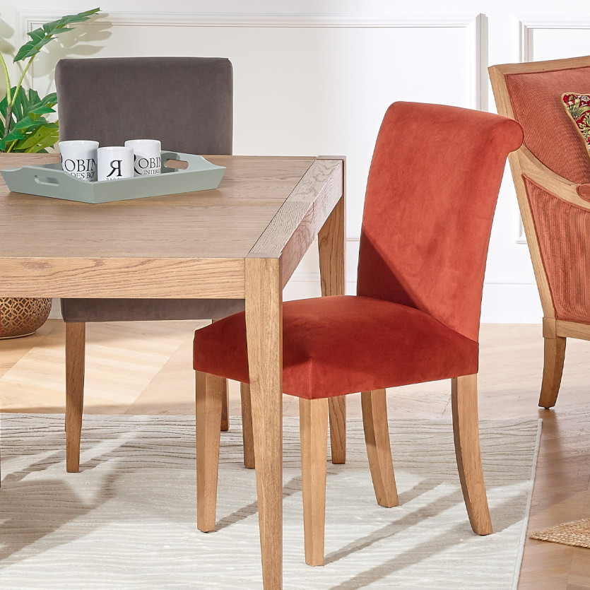 HELENA -  Lot de 2 Chaises contemporaines de salle à manger, pieds en bois massif, bois certifié FSC®