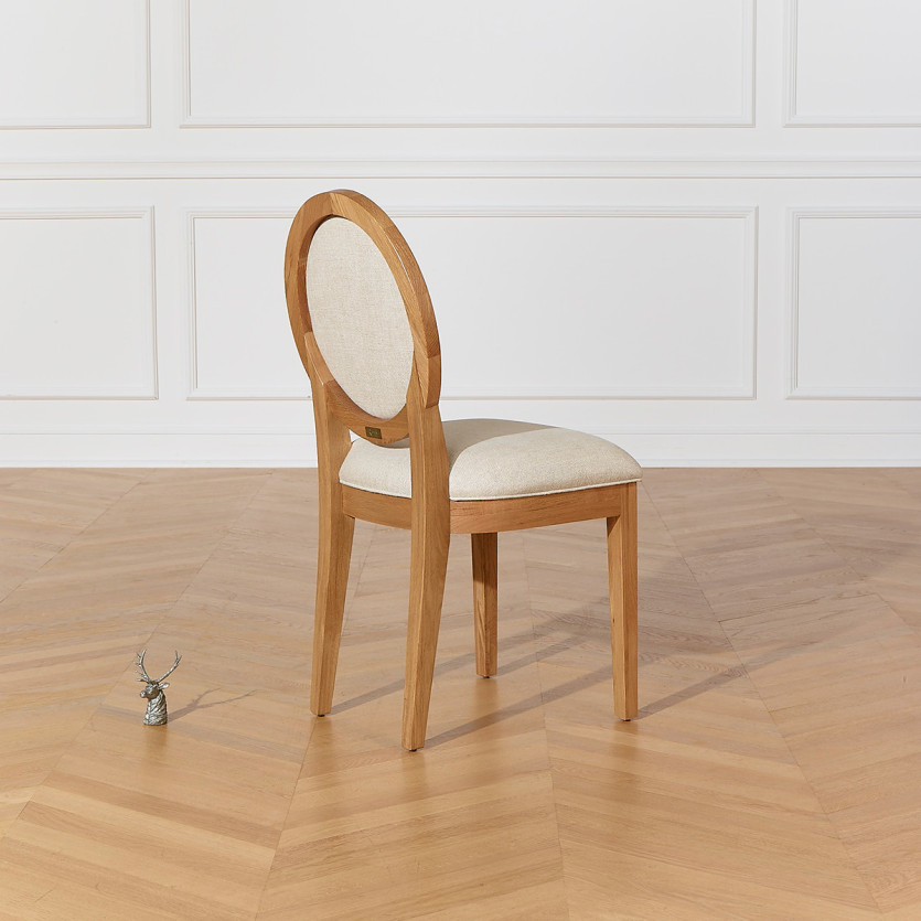 MONTANA – Set di 2 sedie medaglione moderne in rovere massiccio e lino premium