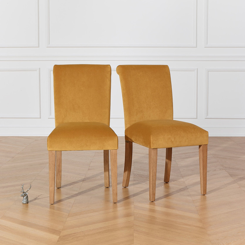 HELENA - Lot de 2 Chaises contemporaines de salle à manger, pieds en bois massif, bois certifié FSC®
