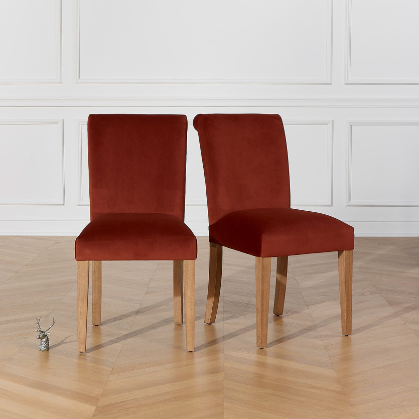 HELENA -  Lot de 2 Chaises contemporaines de salle à manger, pieds en bois massif, bois certifié FSC®