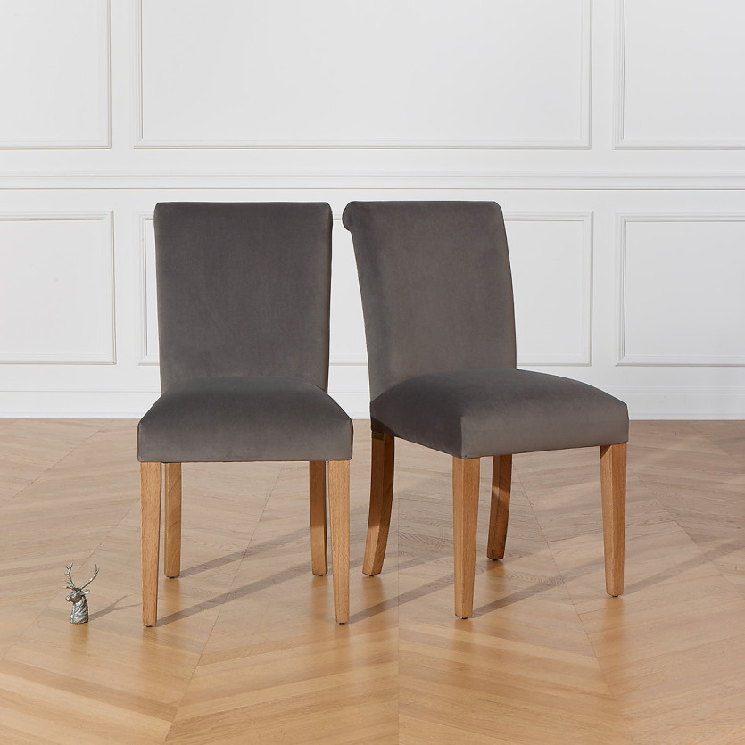 HELENA - Lot de 2 Chaises contemporaines de salle à manger, pieds en bois massif, bois certifié FSC®