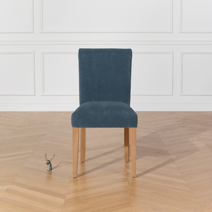 ALBA – Lot de 2 chaises modernes en hévéa massif et velours côtelé