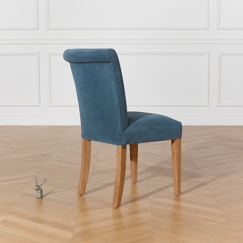 ALBA – Lot de 2 chaises modernes en hévéa massif et velours côtelé