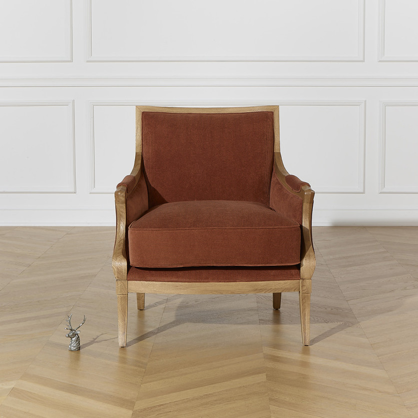 MONTANA Armchair - Contemporary style in oak and corduroy fabric