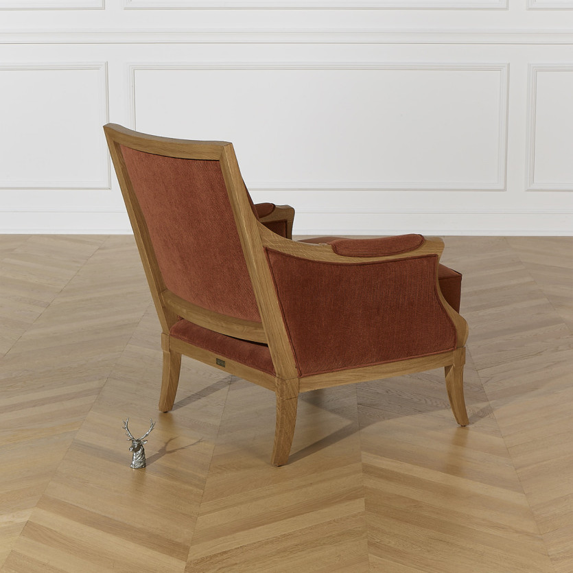 MONTANA - Sillón contemporáneo en roble macizo y tejido de pana