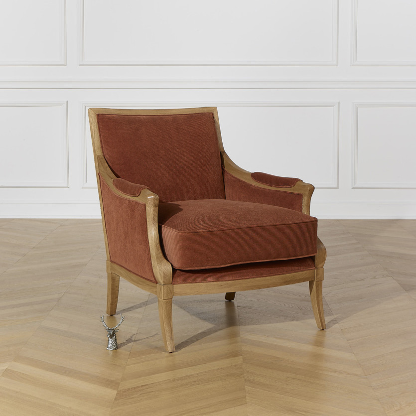 MONTANA Armchair - Contemporary style in oak and corduroy fabric