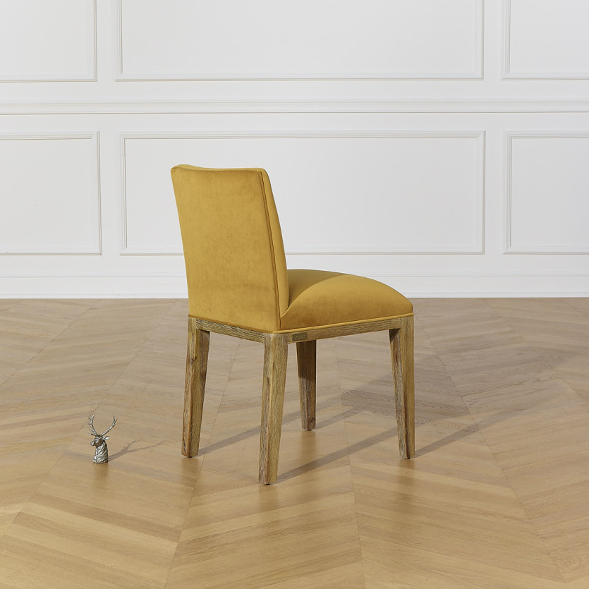 Clark - Sillas contemporáneas de madera maciza y tejido de terciopelo de poliéster, lote de 2