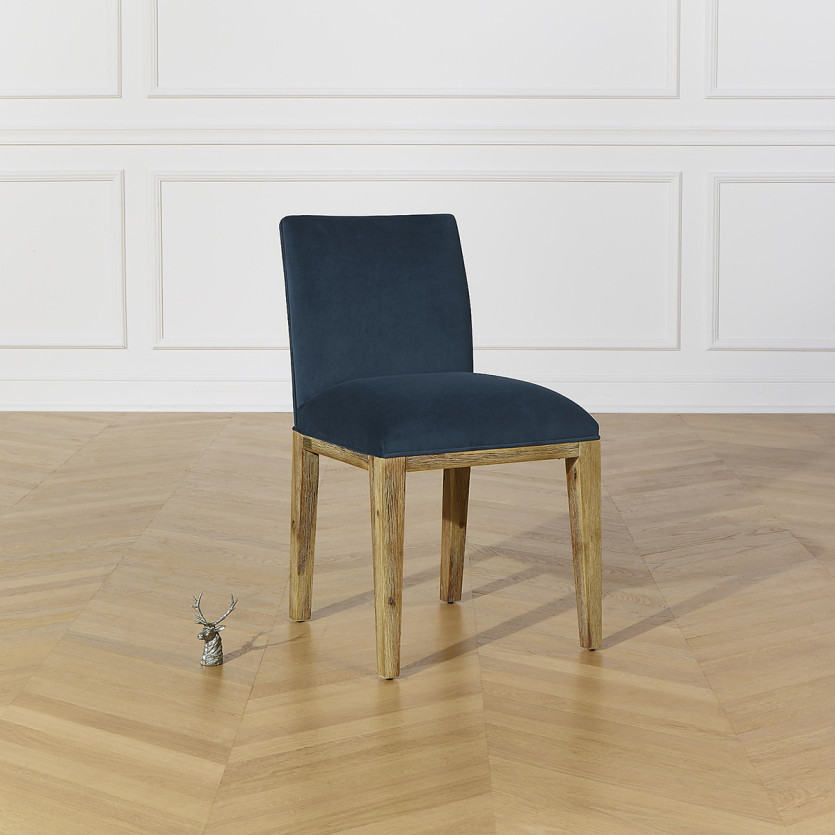 Clark - Sillas contemporáneas de madera maciza y tejido de terciopelo de poliéster, lote de 2