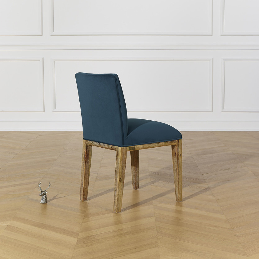 Clark - Sillas contemporáneas de madera maciza y tejido de terciopelo de poliéster, lote de 2