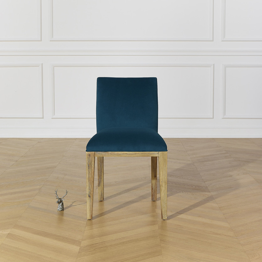 Clark - Sillas contemporáneas de madera maciza y tejido de terciopelo de poliéster, lote de 2