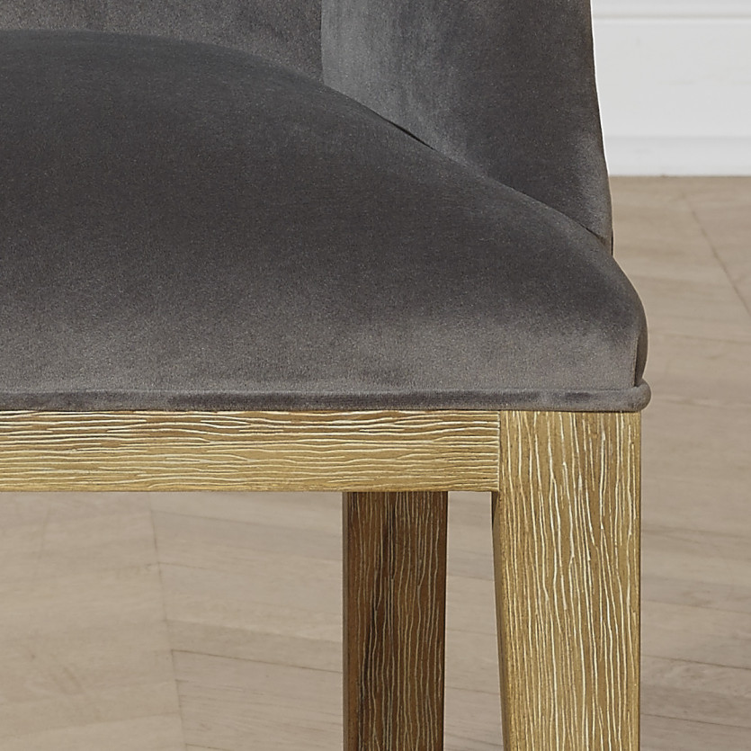 CLARK - Cadeira de mesa de design em madeira maciça e tecido de veludo poliéster, 1 lugar