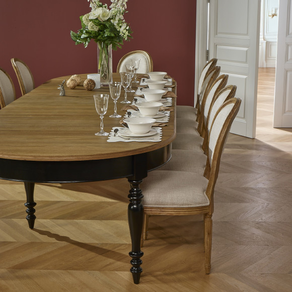 JADE – Ausziehbarer Tisch im Shabby-Chic-Stil, Eichenplatte, 16 Personen