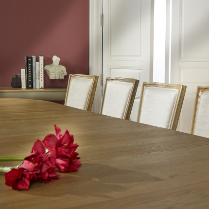 JADE – Extendable table in shabby chic style, oak top, seats 16 guests