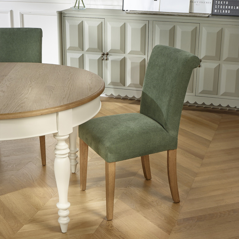 Uitschuifbare eettafel JADE – Shabby chic stijl, eiken blad, 6/14 personen