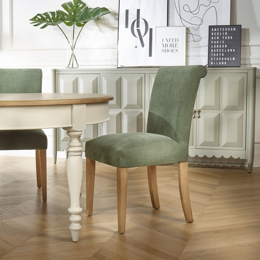ALBA – Lot de 2 chaises modernes en hévéa massif et velours côtelé