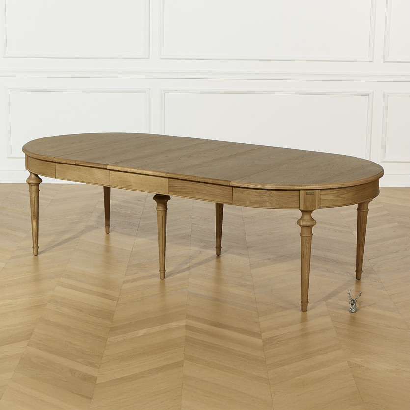 AMBRE Extendable Dining Table - Shabby Chic Style, in Oak, 4/10 place settings